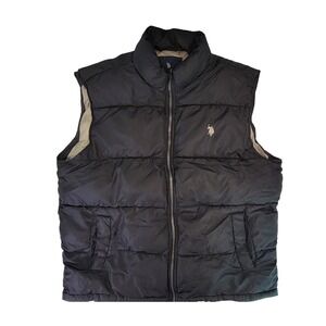 US Polo Assn Mens Puffer Vest Black‎ Full Zip Quilted Logo Size XL